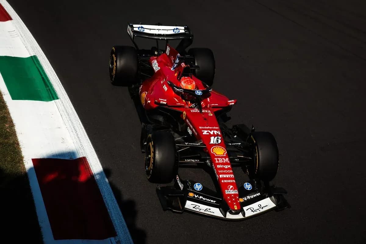 Ferrari F1 car on track during a race Ferrari F1 car on track during a race