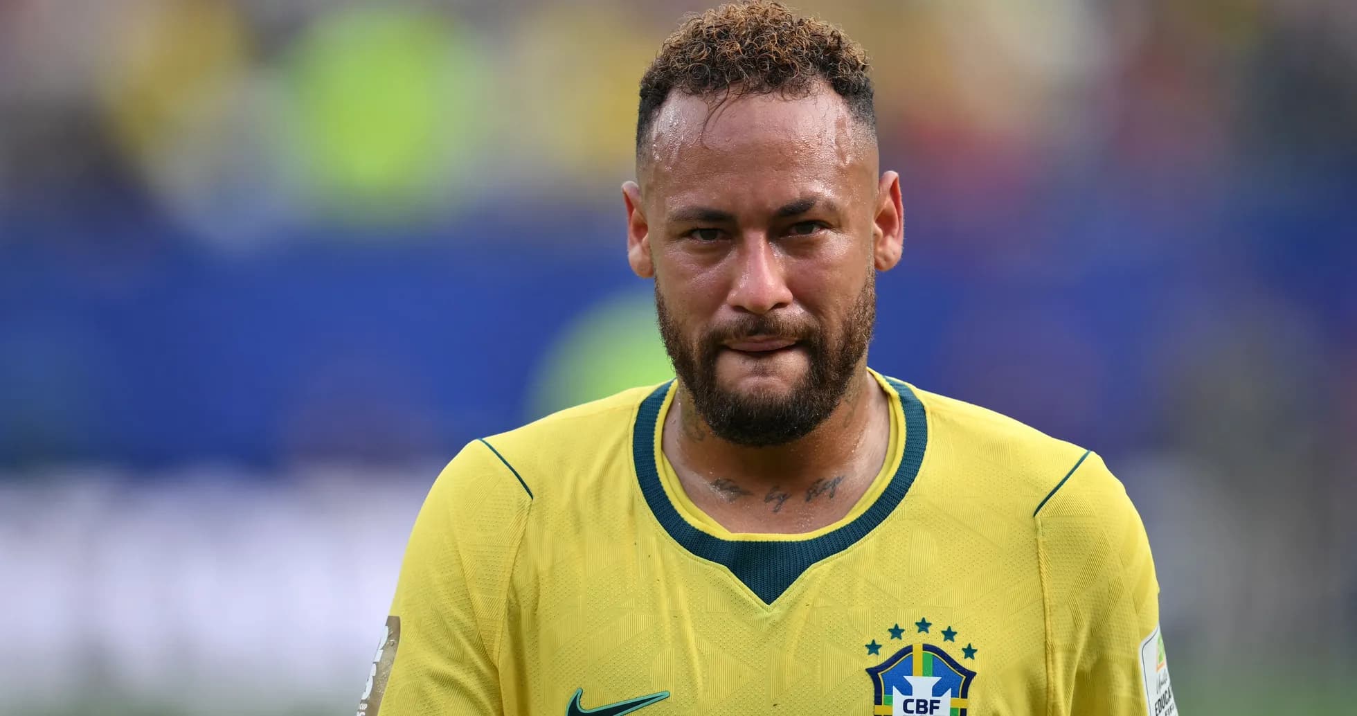 Neymar in Brazil jersey during a match Neymar in Brazil jersey during a match
