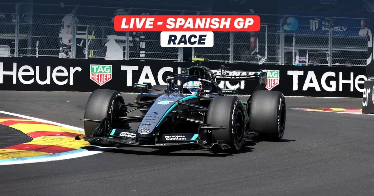 Formula 1 car racing during Spanish Grand Prix Formula 1 car racing during Spanish Grand Prix