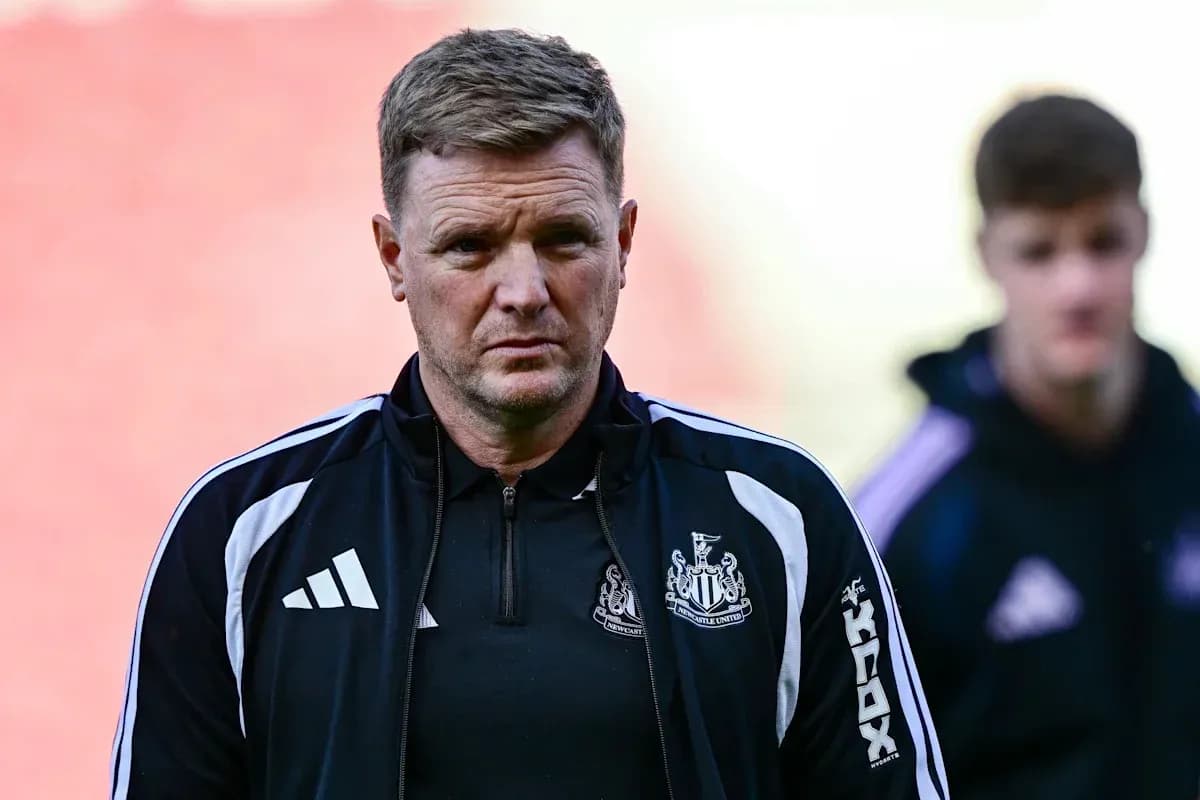 Newcastle United manager during match preparations Newcastle United manager during match preparations