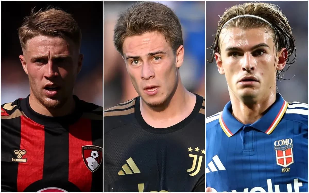 Three football players in team jerseys, headshots Three football players in team jerseys, headshots
