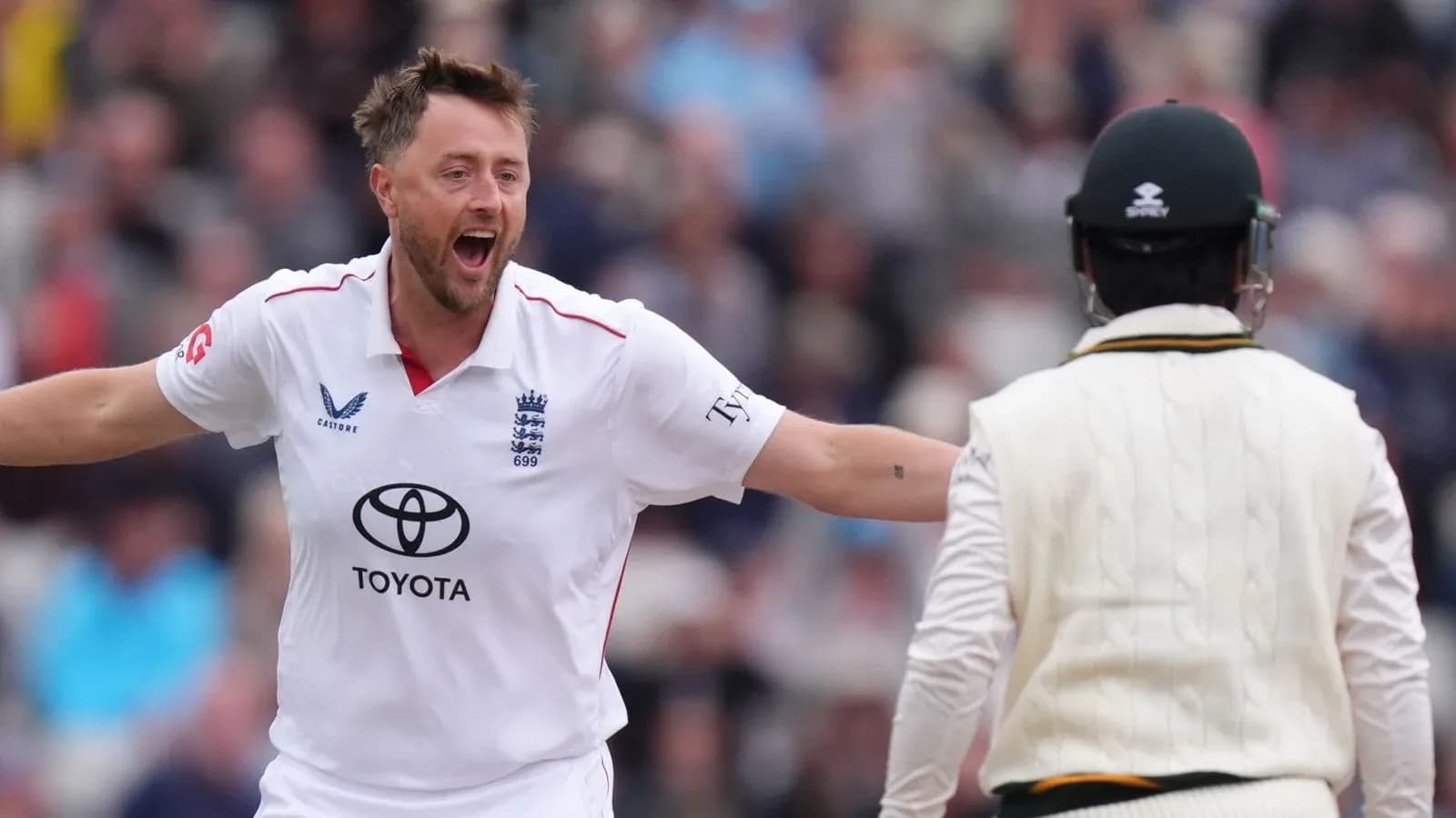 Bowler celebrating after taking a wicket in cricket match Bowler celebrating after taking a wicket in cricket match