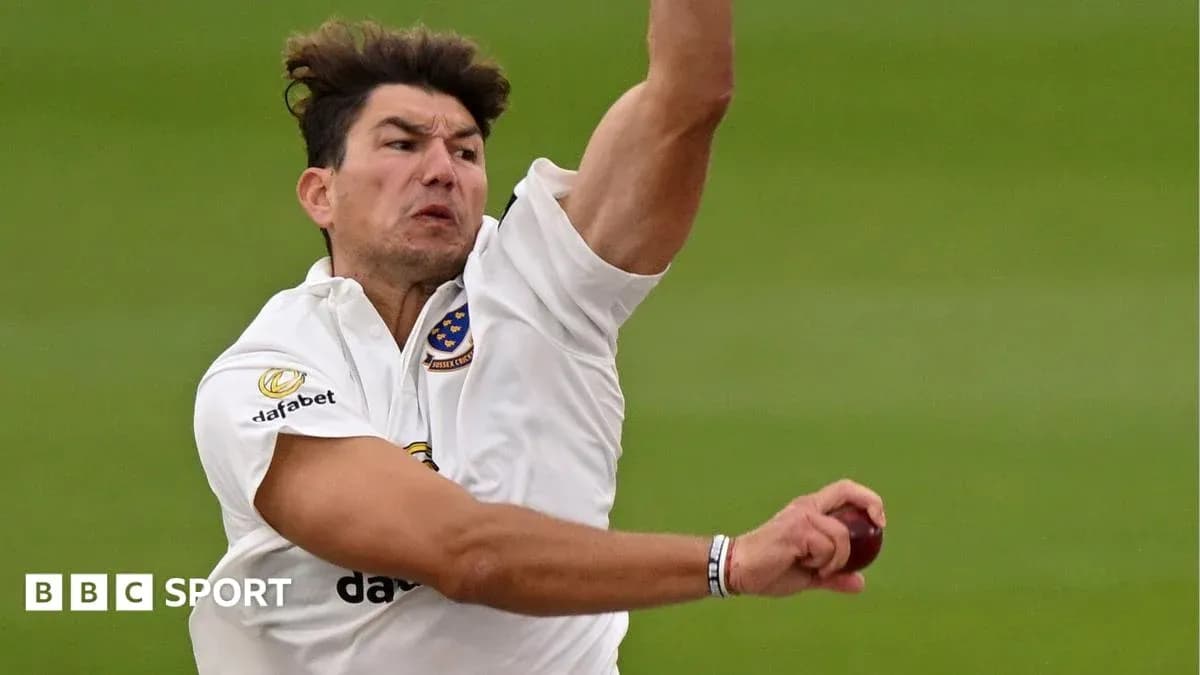 Cricketer bowling during a match action shot Cricketer bowling during a match action shot
