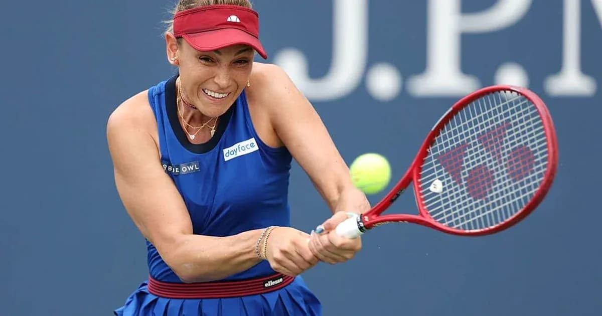 Tennis player hitting a forehand shot during match Tennis player hitting a forehand shot during match