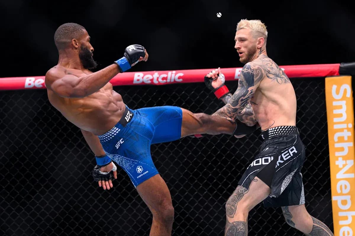Two fighters engaged in an MMA match Two fighters engaged in an MMA match