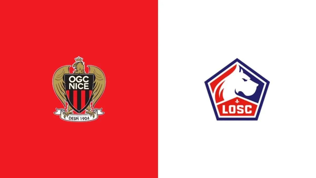 Logos of OGC Nice and LOSC Lille on contrasting backgrounds Logos of OGC Nice and LOSC Lille on contrasting backgrounds