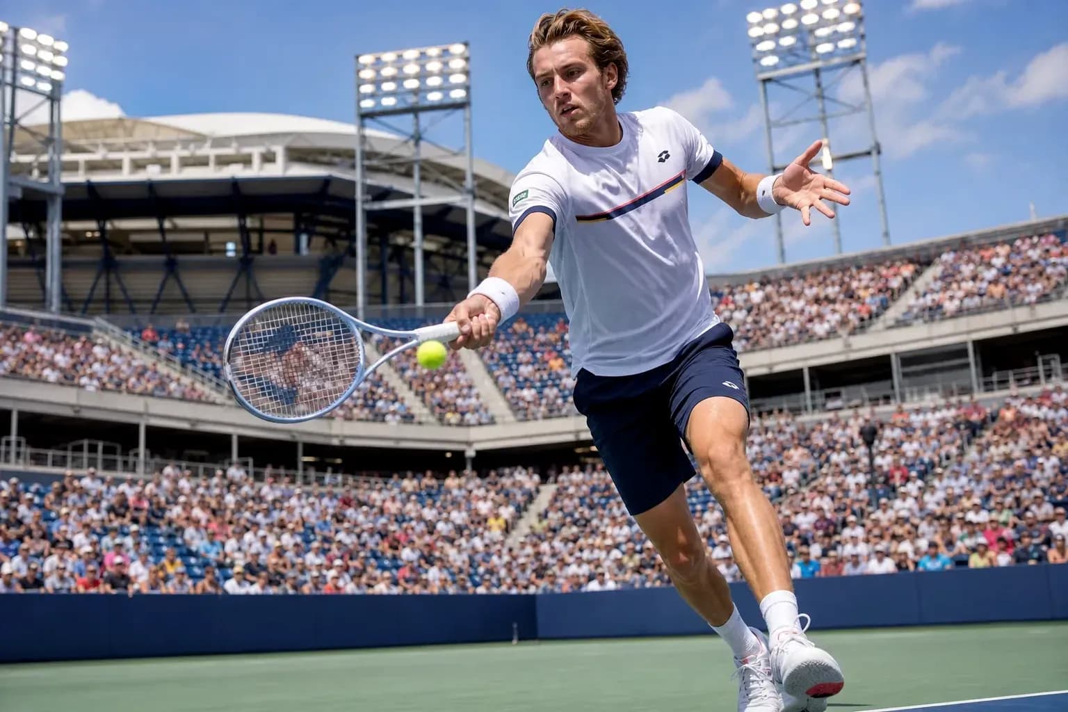 Player hitting a forehand shot during match Player hitting a forehand shot during match