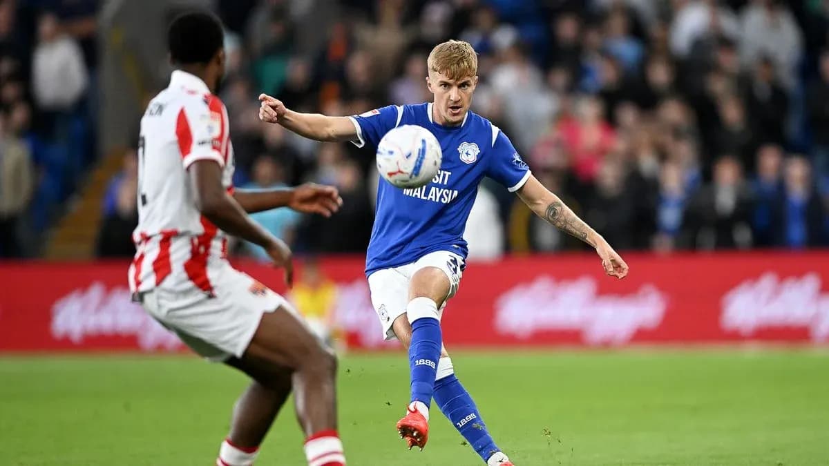 Player in blue kicking the ball during match Player in blue kicking the ball during match