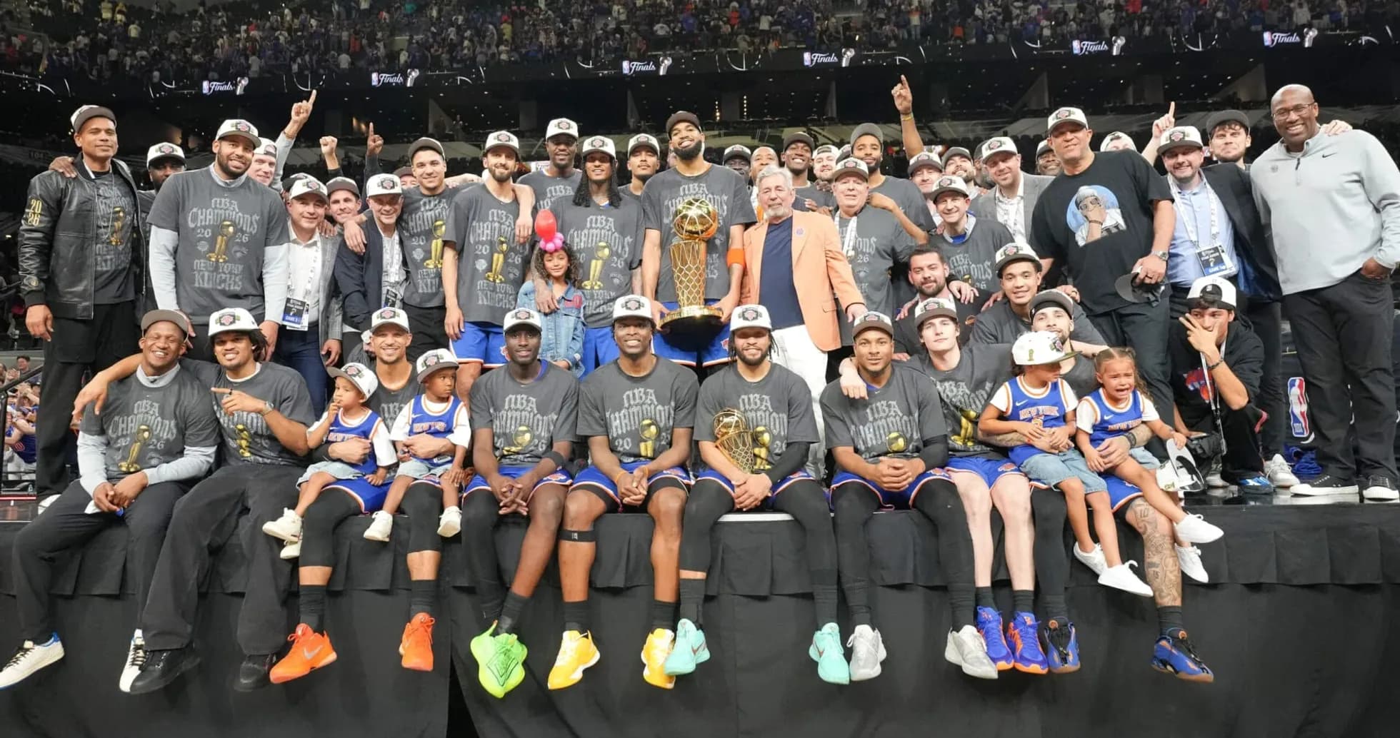 New York Knicks celebrating NBA Championship victory together New York Knicks celebrating NBA Championship victory together